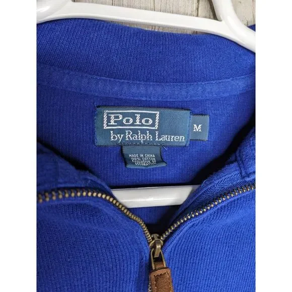 Polo Ralph Lauren Pullover Mens Medium BLUE 1/4 Zipper Sweater Shirt Pony Logo - Picture 3 of 9